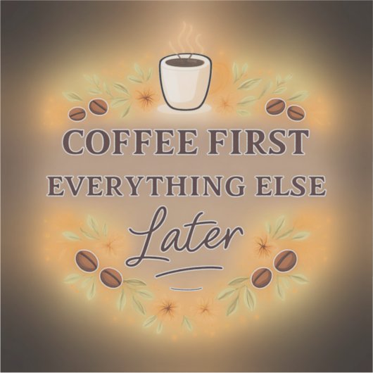Koffie eerst, alles later – koffieliefhebber sticker (Voorkant)