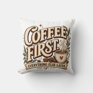 Koffie Eerst Alles Later Vintage Botanic Kussen