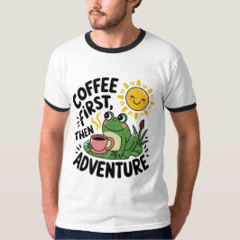 Koffie eerst dan avontuur - Schattigee eigenzinnig T-shirt