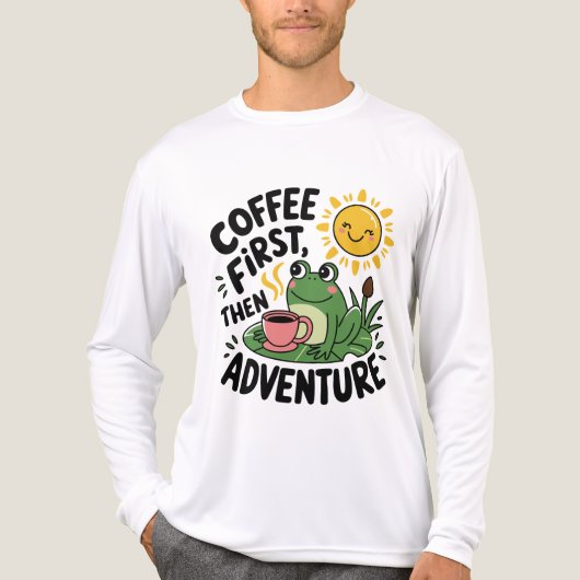 Koffie eerst dan avontuur - Schattigee eigenzinnig Tri-Blend Shirt (Voorkant volledig)