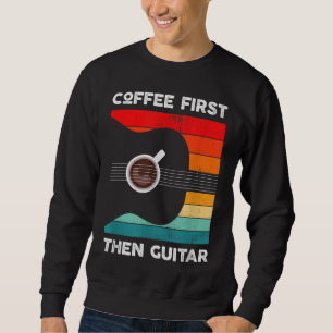 Koffie eerst dan gitaar retro stijl gitaar trui
