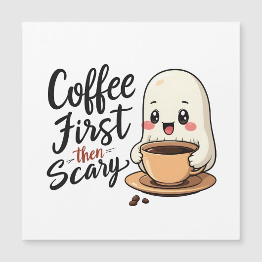 Koffie eerst dan griezelige enge schattige Hallowe (Voorkant)