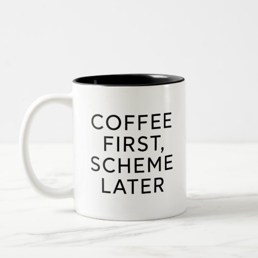 Koffie eerst, dan pas plannen Funny Coffee Mok (Links)