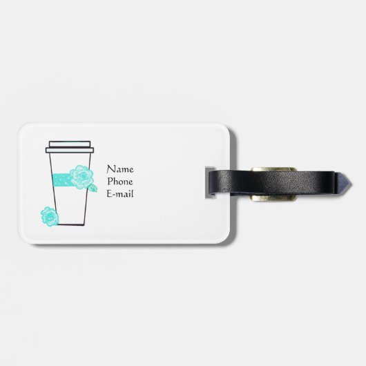 Koffie eerst en dan reizen bagagelabel (Achterkant horizontaal)