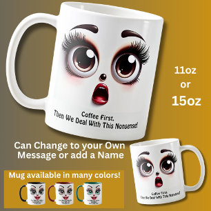 Koffie eerst, Fabulous Eyes Grappig Gezicht Koffiemok
