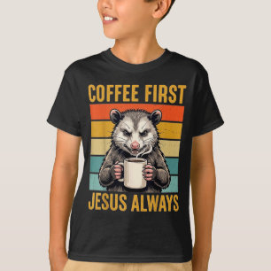 Koffie Eerst Jezus Christelijke Grappige Geschenke T-shirt