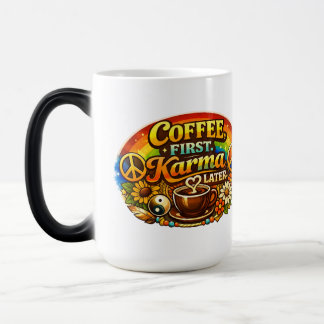 Koffie eerst, karma later magische mok