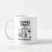 Koffie eerst!! koffiemok (Links)