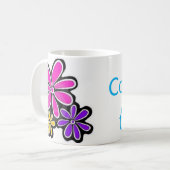 Koffie eerst. Momenten beginnen Coffee Floral Mok (Voorkant links)