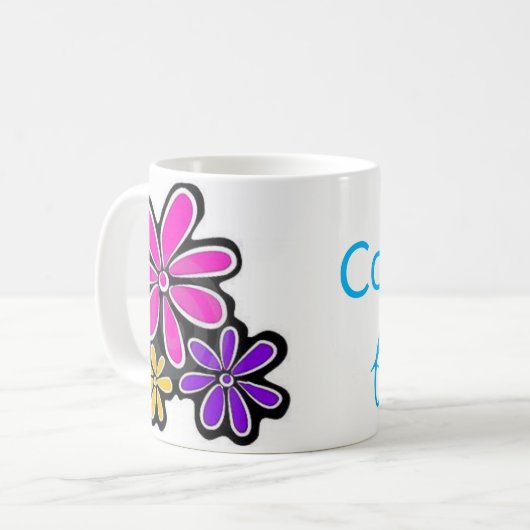 Koffie eerst. Momenten beginnen Coffee Floral Mok (Voorkant links)