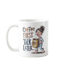 Koffie eerst praten later grappige vrouw maan cade