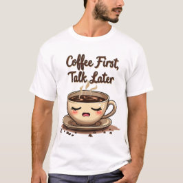 Koffie eerst praten later t-shirt