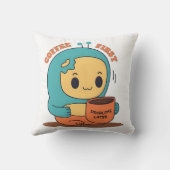 Koffie eerst... problemen later - Schattige Cartoo Kussen (Achterkant)