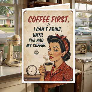 Koffie Eerst Volwassen Humor Vriendschap Humor Kaart