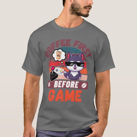 Koffie eerst voor het spel vriend t-shirt (Voorkant)