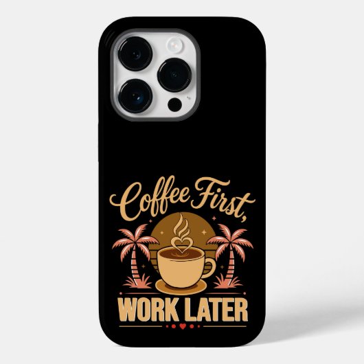 Koffie eerst, werk later. Aangedreven door Caffeïn Case-Mate iPhone Case (Achterkant)