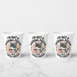 Koffie-eerste houding Fun Cat Design Papieren Bekers
