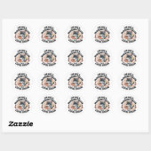 Koffie-eerste houding Fun Cat Design Ronde Sticker (Vel)