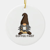 Koffie Eerste Magische Java Gnoom Bruin Tuin Gnoom Keramisch Ornament (Voorkant)