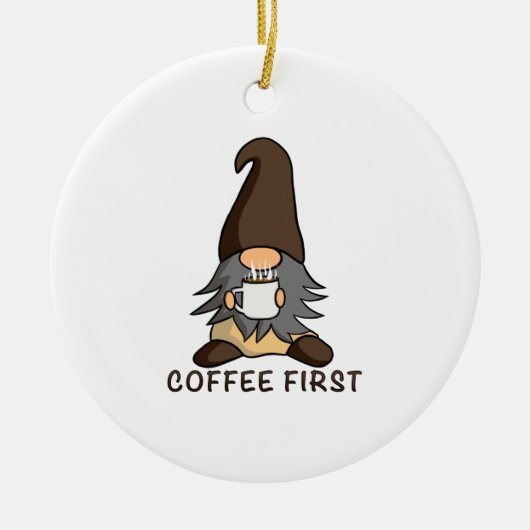 Koffie Eerste Magische Java Gnoom Bruin Tuin Gnoom Keramisch Ornament (Voorkant)
