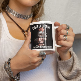 Koffie eerste meme grote koffiekop