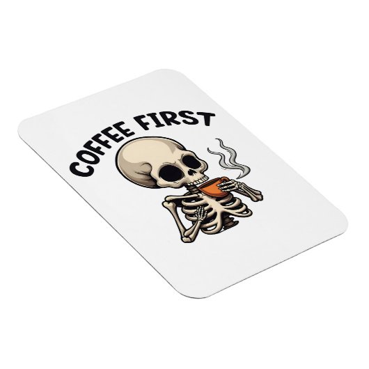 Koffie Eerste Spooky Halloween Skeleton Cafeïne Magneet (Rechterzijde)