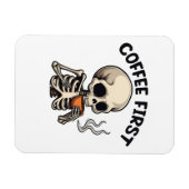 Koffie Eerste Spooky Halloween Skeleton Cafeïne Magneet (Horizontaal)