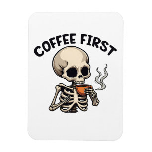 Koffie Eerste Spooky Halloween Skeleton Cafeïne Magneet