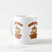 Koffie eerste volwassen tweede quote humor koffiemok (Voorkant links)