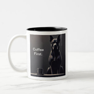 Koffie eerste zwarte hond tweekleurige koffiemok