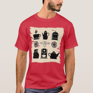Koffie-elementen Barista Koffiemaker Foodie Koffie T-shirt
