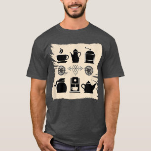 Koffie-elementen Barista Koffiemaker Foodie Koffie T-shirt