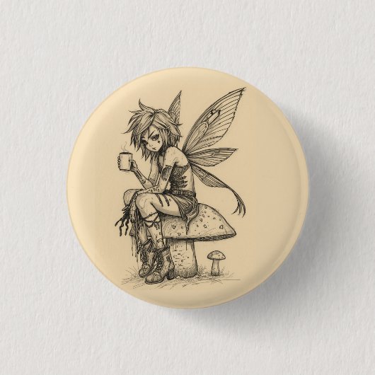 Koffie Elf Ronde Button 3,2 Cm (Voorkant)
