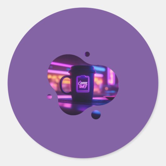 Koffie elke dag ronde sticker (Voorkant)