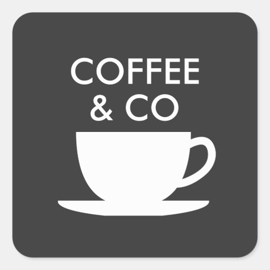 Koffie en aangepaste bedrijfsnaam, vierkante stick sticker (Voorkant)