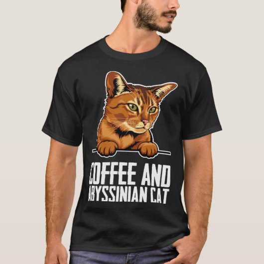 Koffie en Abyssijnse kat T-shirt (Voorkant)