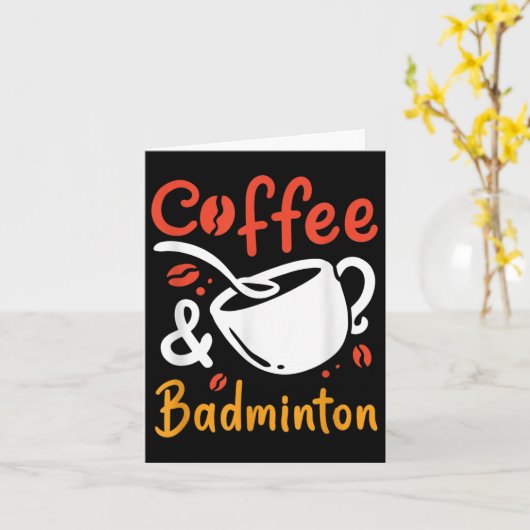 Koffie en badminton koffiedrinker badminton speel kaart (Gele Bloem)