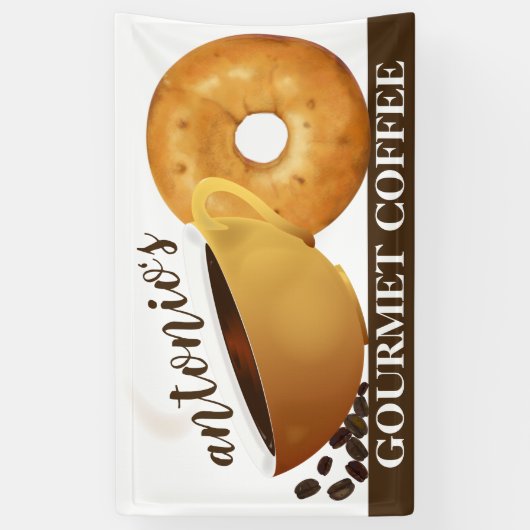 Koffie en Bagel Coffee Shop Spandoek (Verticaal)