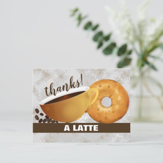 Koffie en bagel | Dank u Briefkaart (Staand voorkant)