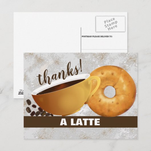 Koffie en bagel | Dank u Briefkaart (Voorkant / Achterkant)