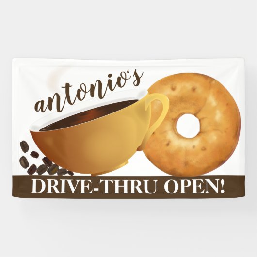 Koffie en bagel spandoek (Horizontaal)