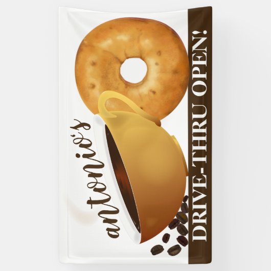 Koffie en bagel spandoek (Verticaal)