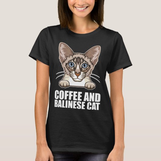 Koffie en Balinese kat T-shirt (Voorkant)