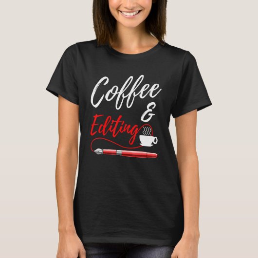 Koffie- en bewerkingsschrijver t-shirt (Voorkant)
