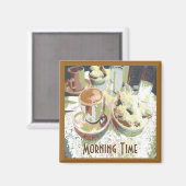 Koffie en Bignets New Orleans Cafe Aulait Donuts Magneet (Voorkant / Achterkant)