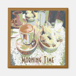 Koffie en Bignets New Orleans Cafe Aulait Donuts Magneet