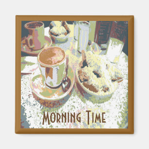 Koffie en Bignets New Orleans Cafe Aulait Donuts Magneet