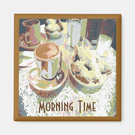 Koffie en Bignets New Orleans Cafe Aulait Donuts Magneet (Voorkant)