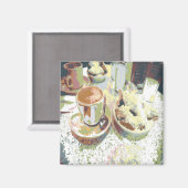 Koffie en Bignets New Orleans Cafe Aulait Donuts Magneet (Voorkant / Achterkant)