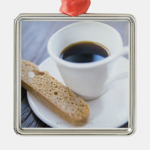 Koffie en biscotti metalen ornament